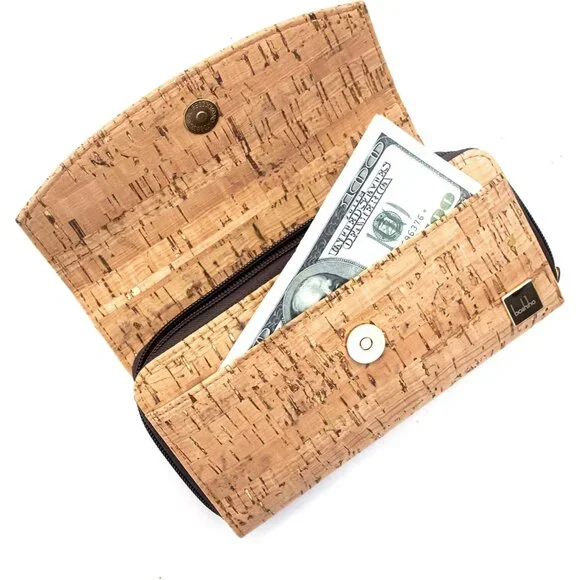 Vegan Cork Wallet Clutch for Women Large Capacity Phone Purse Gift